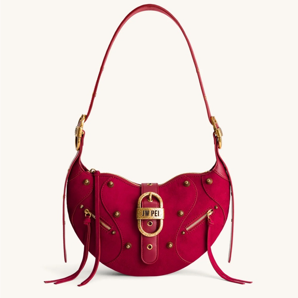 NEW Tessa Suede Shoulder Bag - Deep Magenta